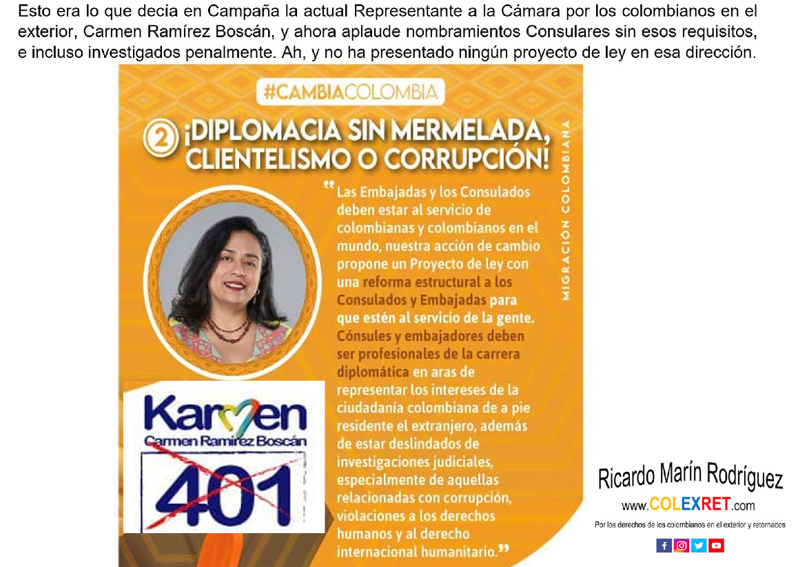 Diplomacia sin mermelada, clientelismo o corrupción: Carmen Ramírez Boscán